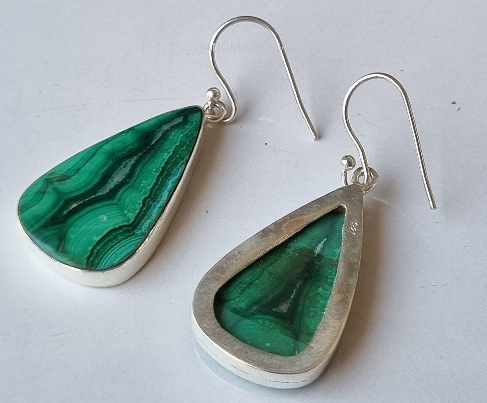 Occational Wear Malachite Earring 925 Sterling Silver Handmade Gift Item PG2342