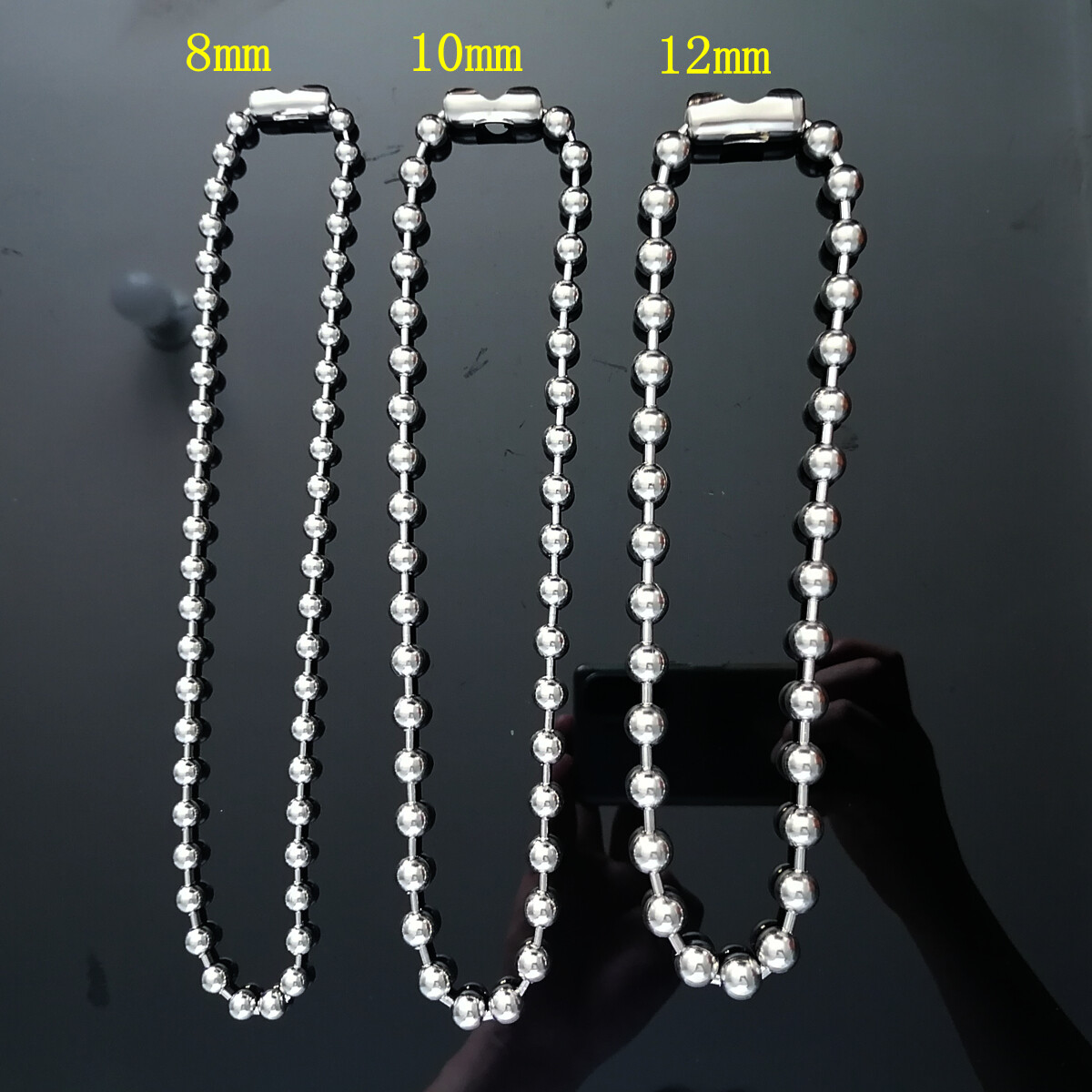 Punk Ball Chain Necklace 316L Stainless Steel, 2000’s Y2K Large bead jewelry