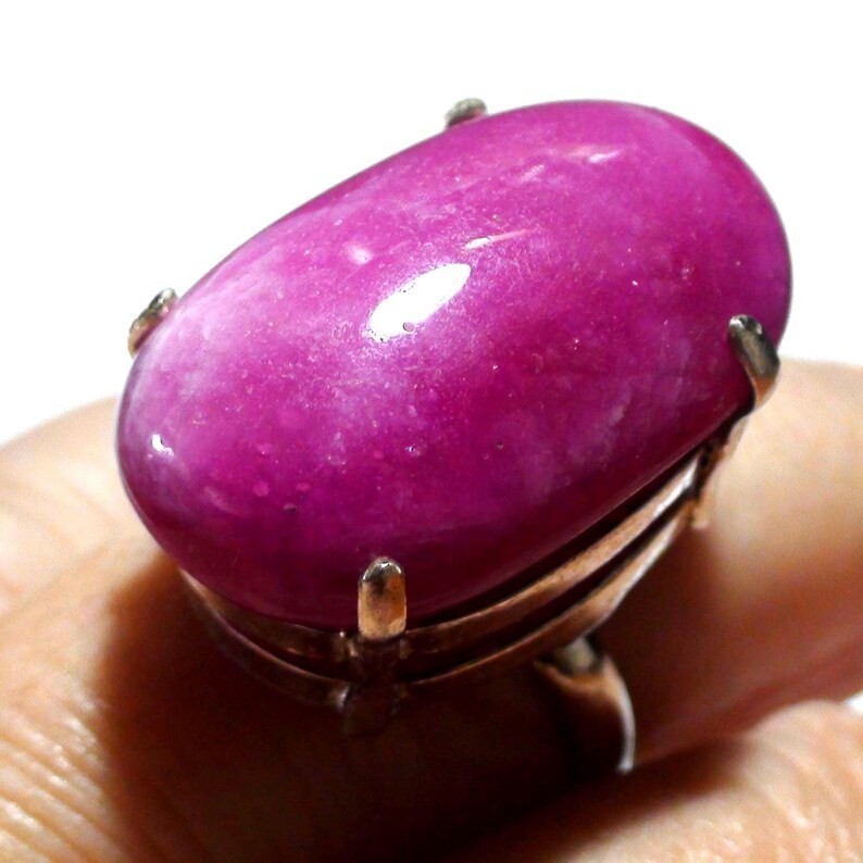 Handmade 81.75 ct Cherry Pink Ruby Ring – 925 Sterling Silver, Size 9
