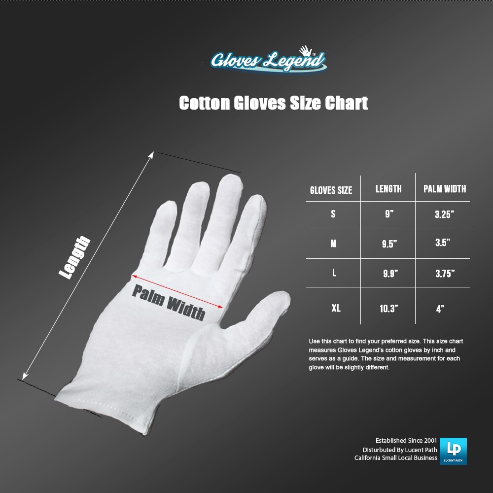 12 Pairs – Size Large – White Cotton Cloth Spa Moisturizing Gloves for Dry Hands