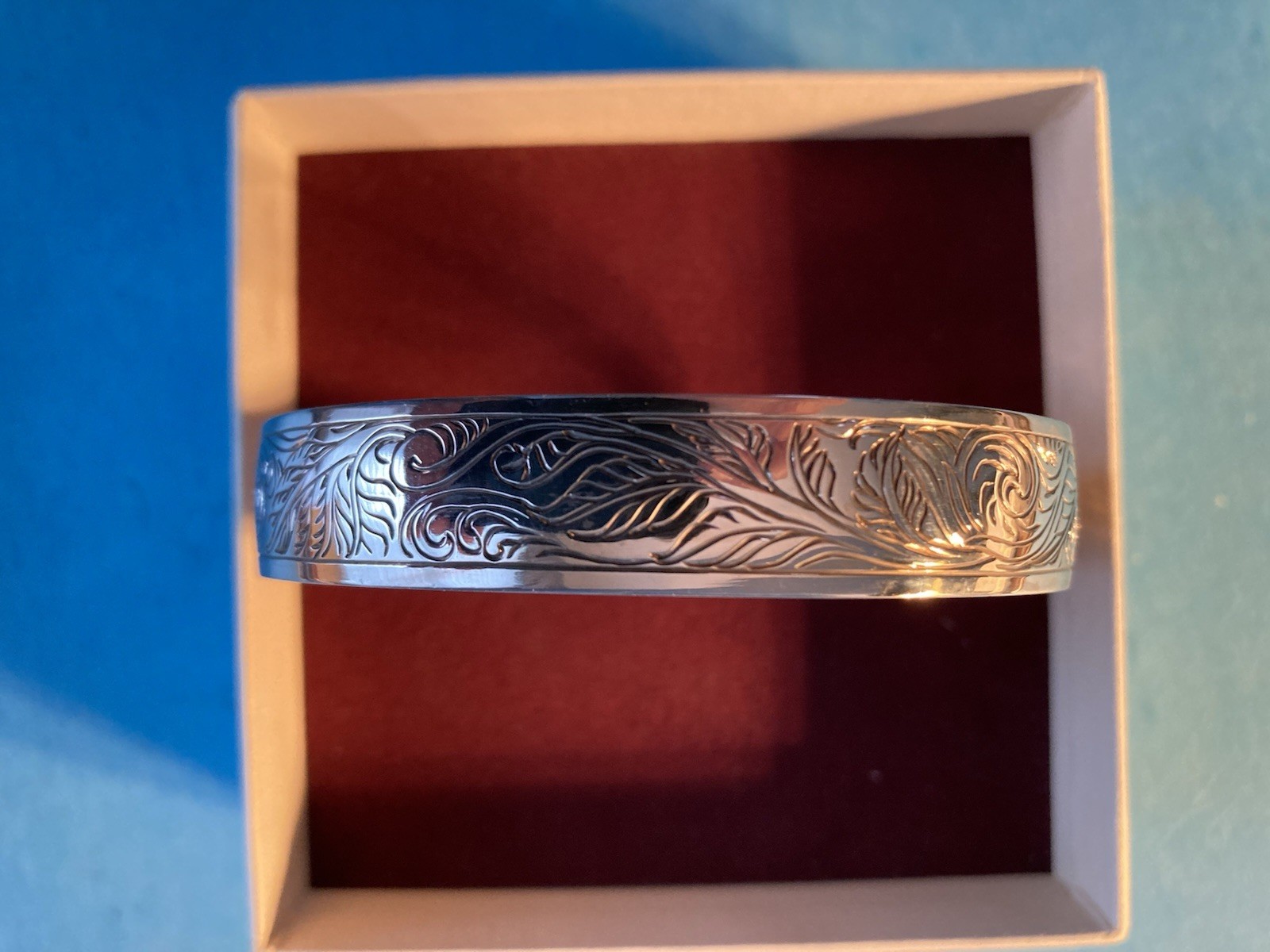 Fiddlehead Bracelet Sterling Silver Hand Engraved Cross Jewelers Portland ME