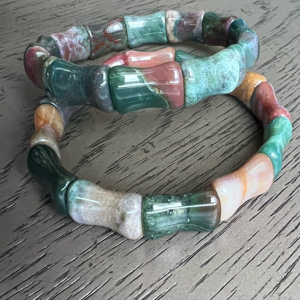 Ocean jasper bamboo soft bangle 7-7.5’
