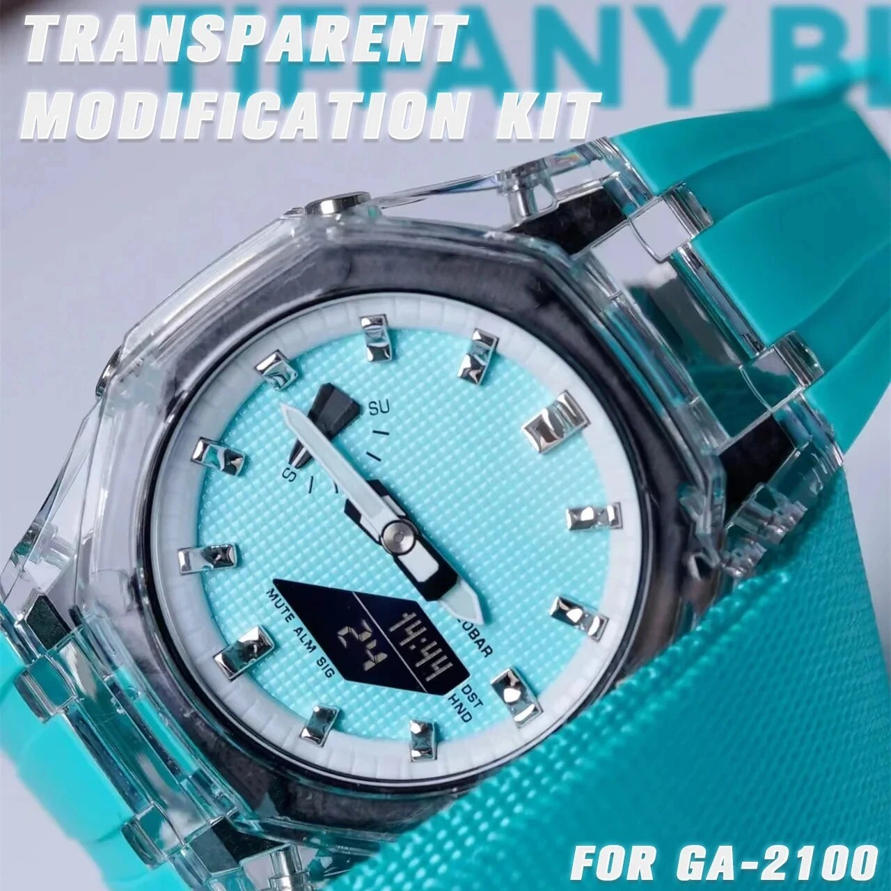 Transparent Case Bezel With Rubber Band Strap Mod Kit For Casio GA2100/GA2110