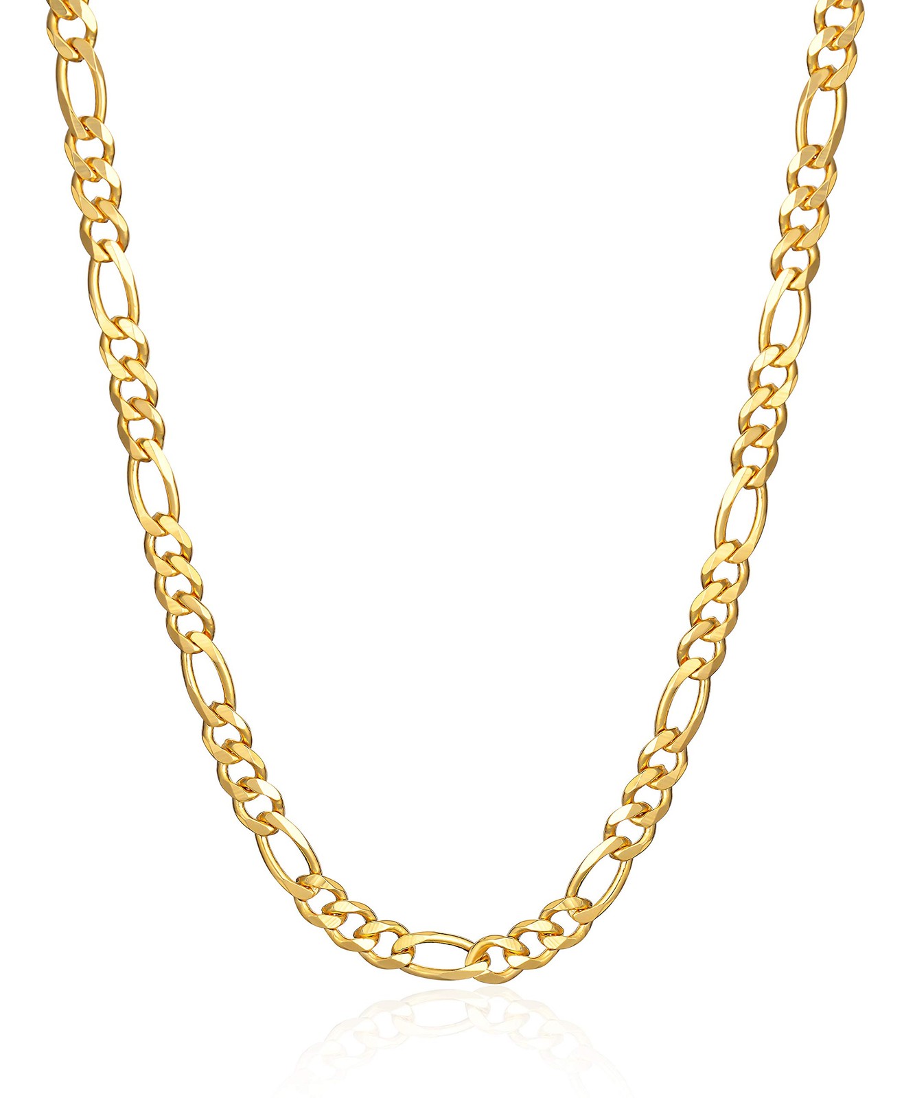 Barzel 18K Gold Plated Figaro Chain Necklace 2MM, 2.5MM, 3MM, 4MM, 4.5MM & 5M…