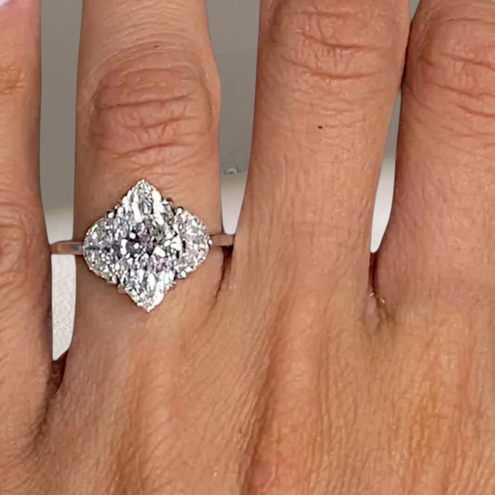 Diamond Wedding Ring 950 Platinum IGI Certified Lab Created 5.30 CT Marquise Cut