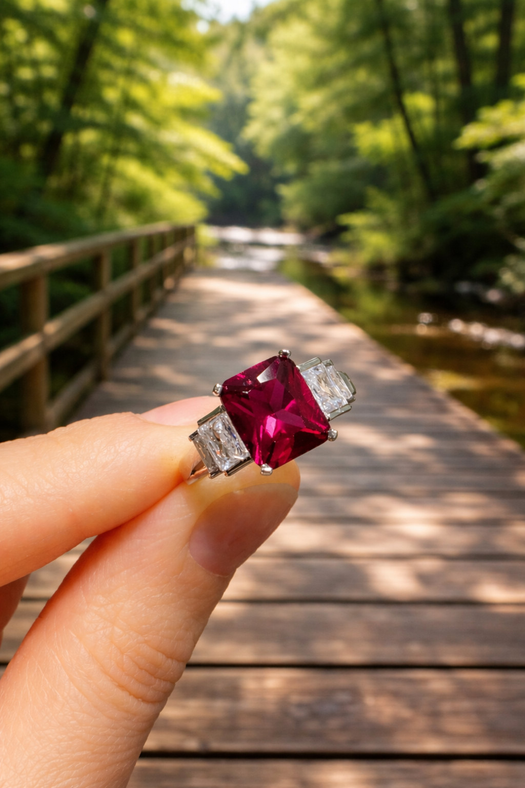 IGL Certified 4.06 Ct Natural Ruby & Diamond Wedding Gift Ring 14K White Gold 7