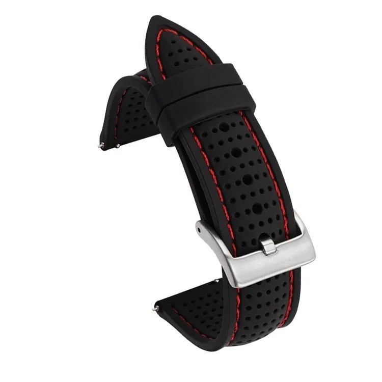 Universal Silicone Watch Band Strap Rubber Waterproof Men’s Black 19-24MM Hoop
