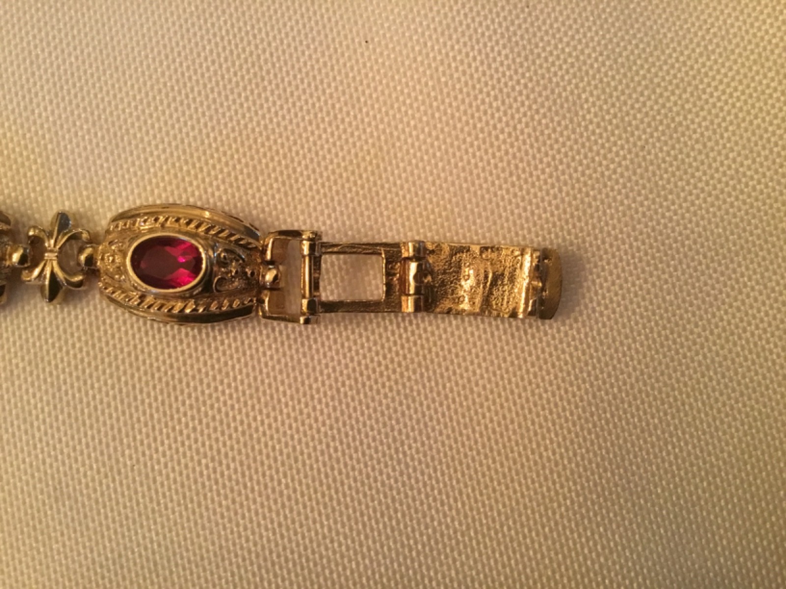 10KT Synthetic Ruby Bracelet -18.52 Grams- Adjustable Clasp- Wear or Scrap