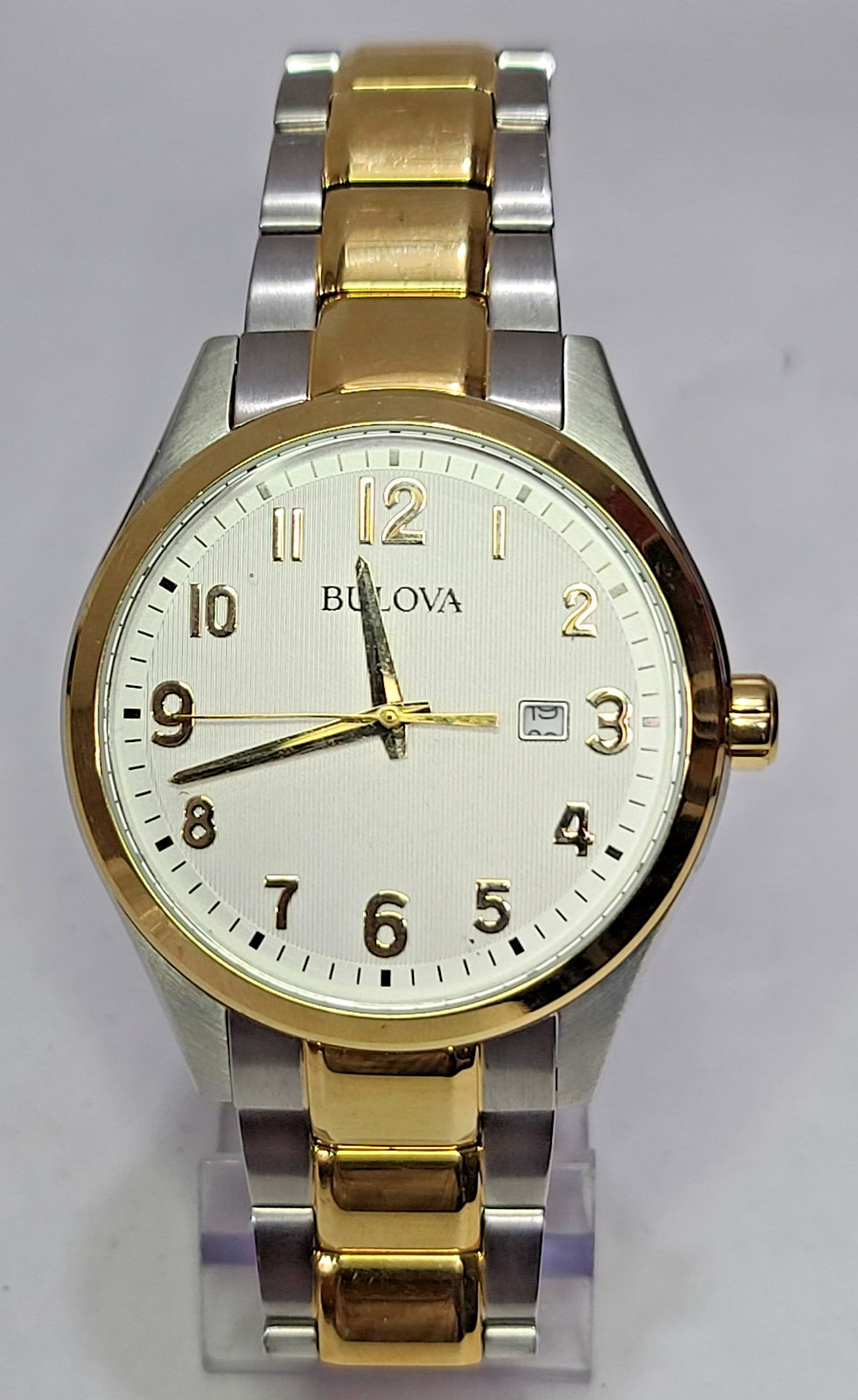 S-9585R1 BULOVA WHITE DIAL STAINLESS STEEL MEN’S WATCH MB5-190