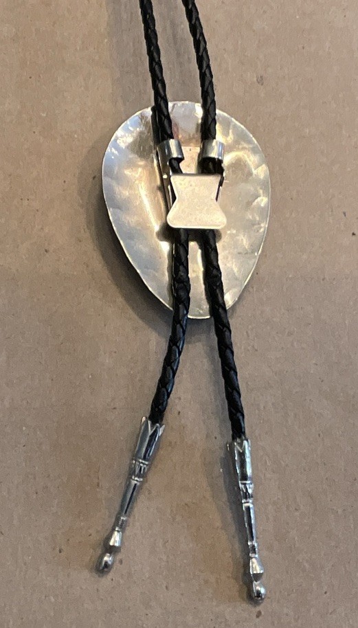 Men’s Adjustable Bolo Tie Black Leather Cord Silver-Tone Oval Turquoise Coral