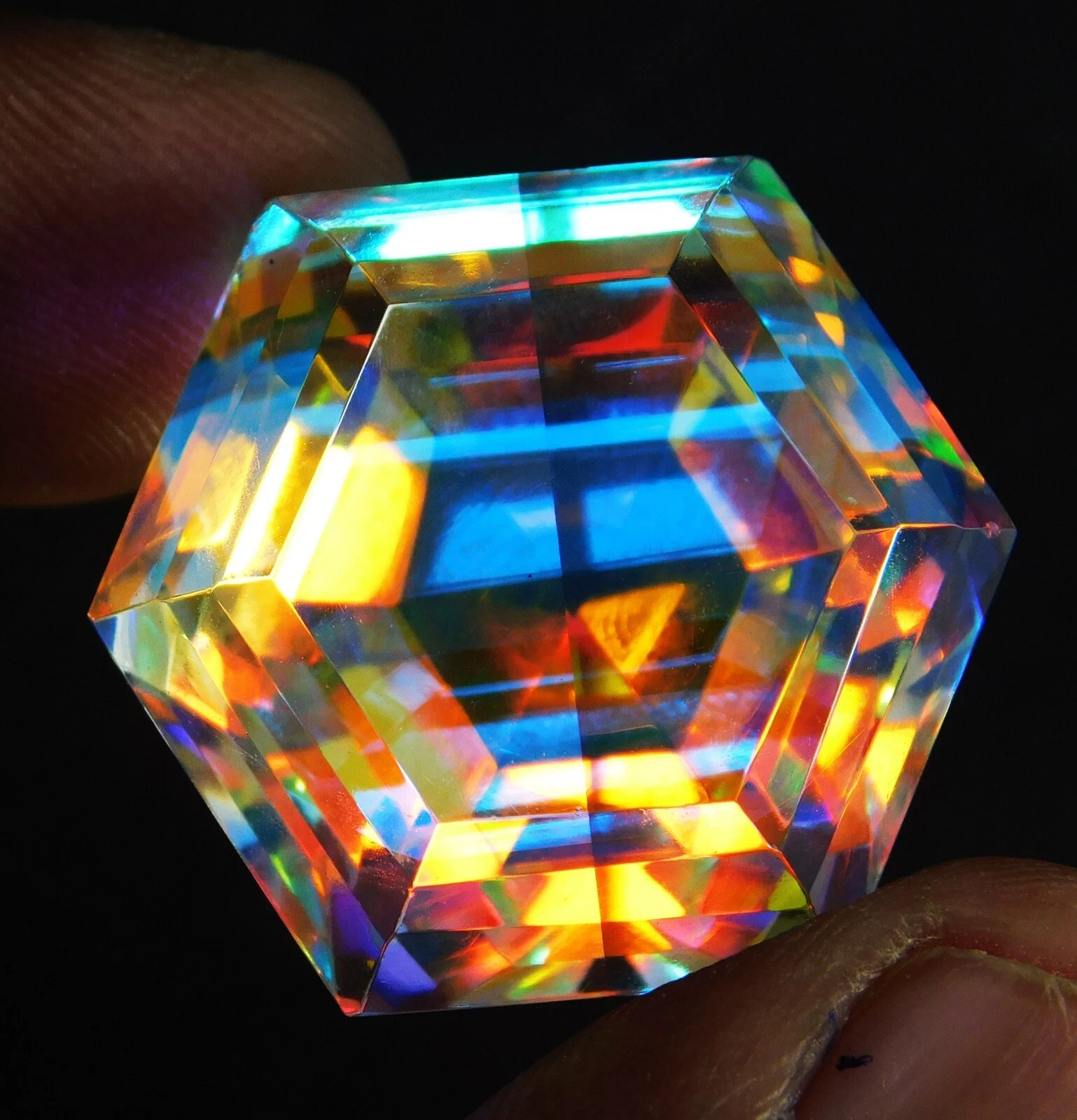 AAA Certified 111.90 Ct Natural Brazillian Mystic Topaz Hexagon Loose Gemstone