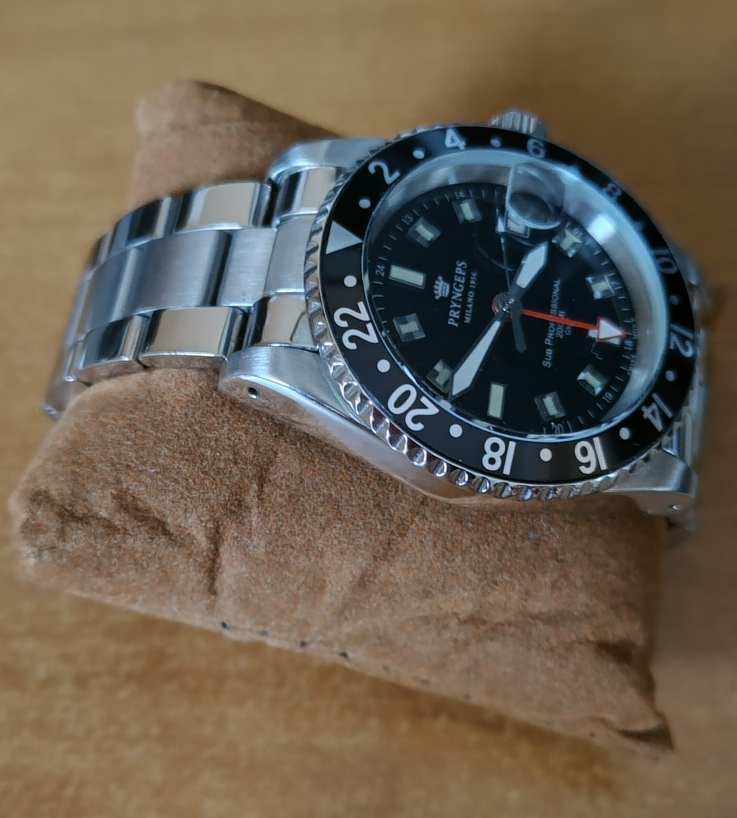 PRYNGEPS GMT 200M WATCH REF A459/1 MEDITERRANEAN COLLECTION SWISS MOVT ROUND