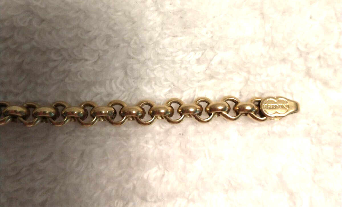 Vintage Italian Unoaerre Solid 18K Yellow Gold Cable Link Chain Bracelet