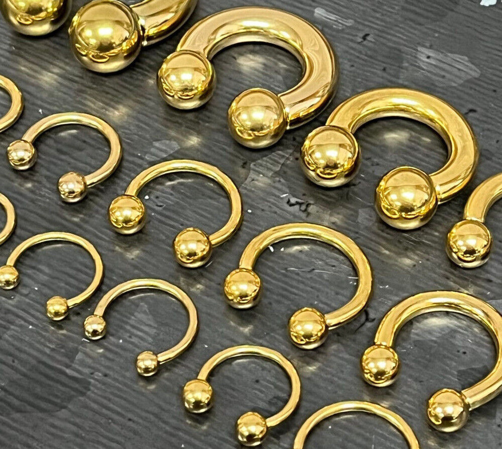 1pc Gold Circular Barbell Horseshoe Ring Septum Ear Cartilage Nipple Eyebrow