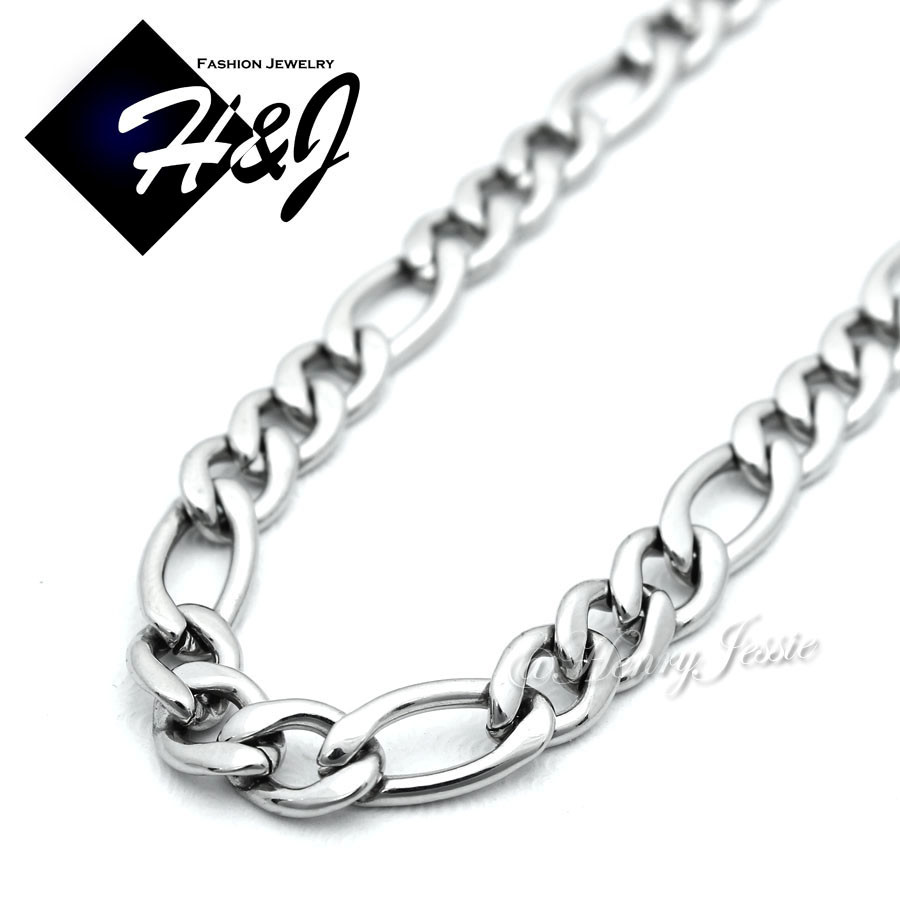 18-40″MEN Stainless Steel 2/3/4/5/6/7/8mm Silver Figaro Link Chain Necklace*N114
