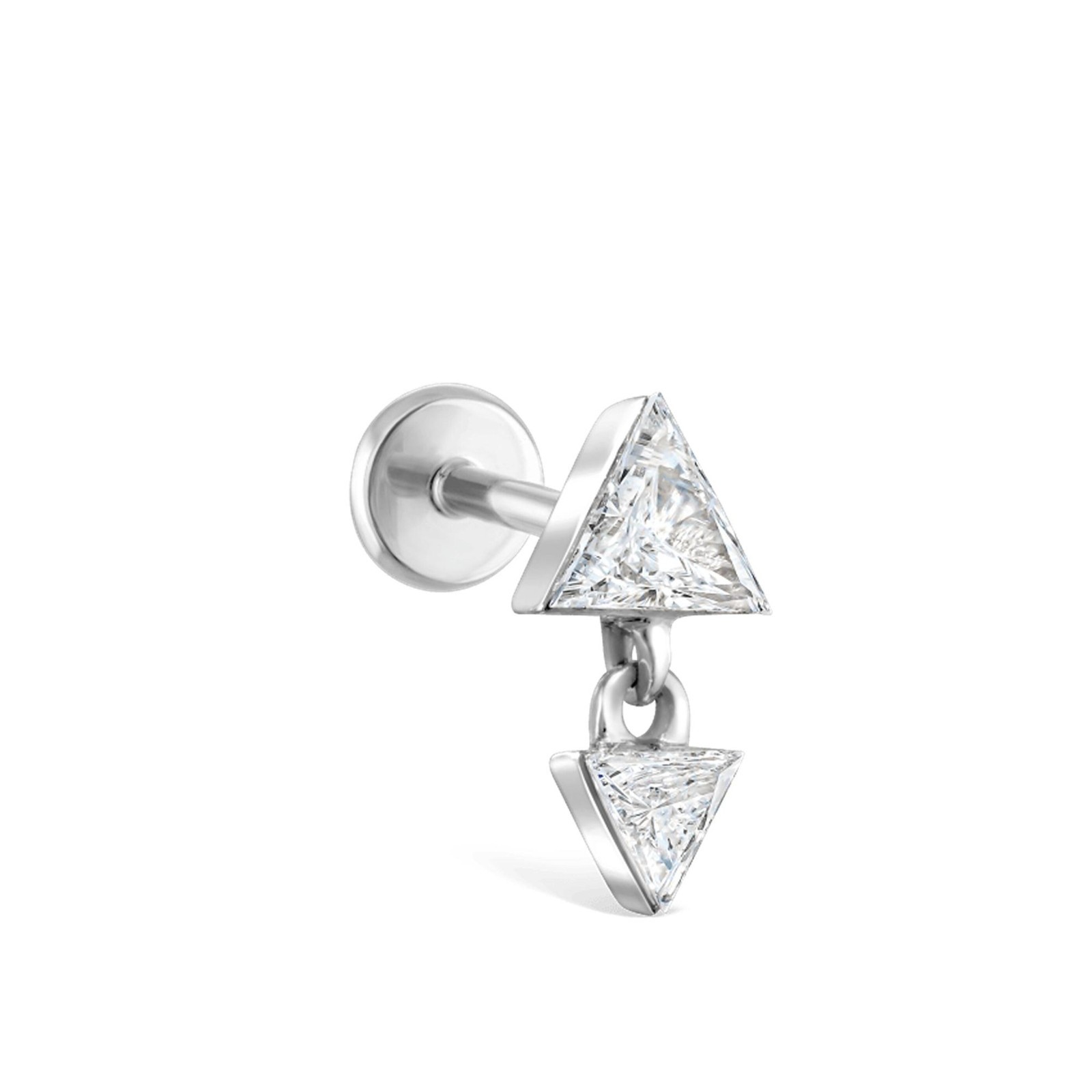 Double Triangle Moissanite Helix Cartilage Stud 925 Sterling Silver