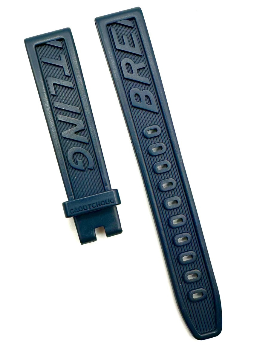 New Genuine Breitling 16x14mm Navy Blue Rubber Silicon Band Strap