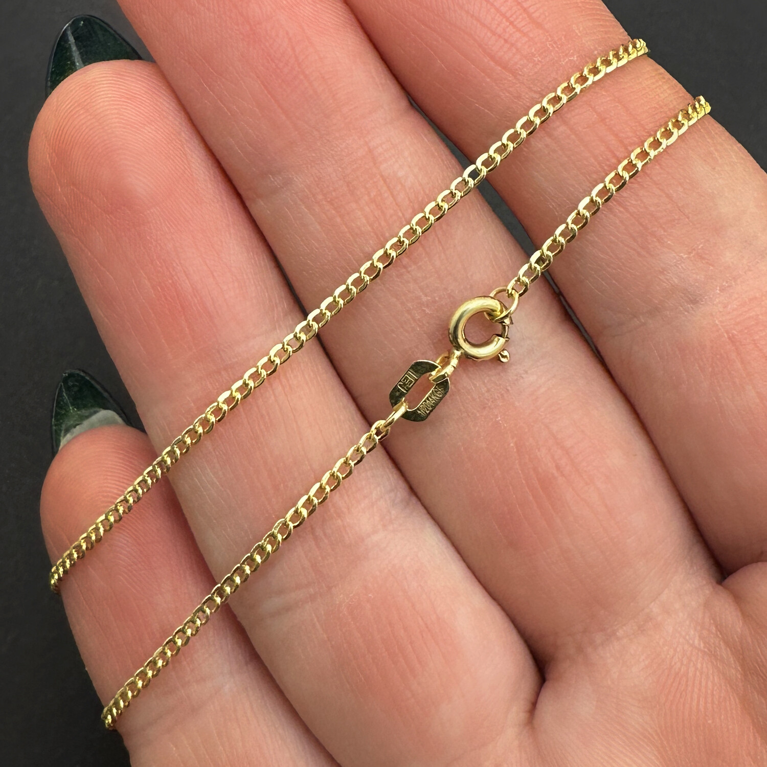 Solid 14K Gold Filled 1.5mm Cuban-Curb Chain Necklace 16″, 18″, 20″, 22″, 24″