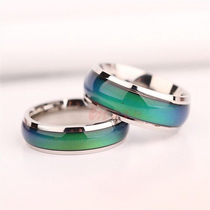 Temperature Changing Mood Ring for Men and Women, Stainless Steel Durable Couple