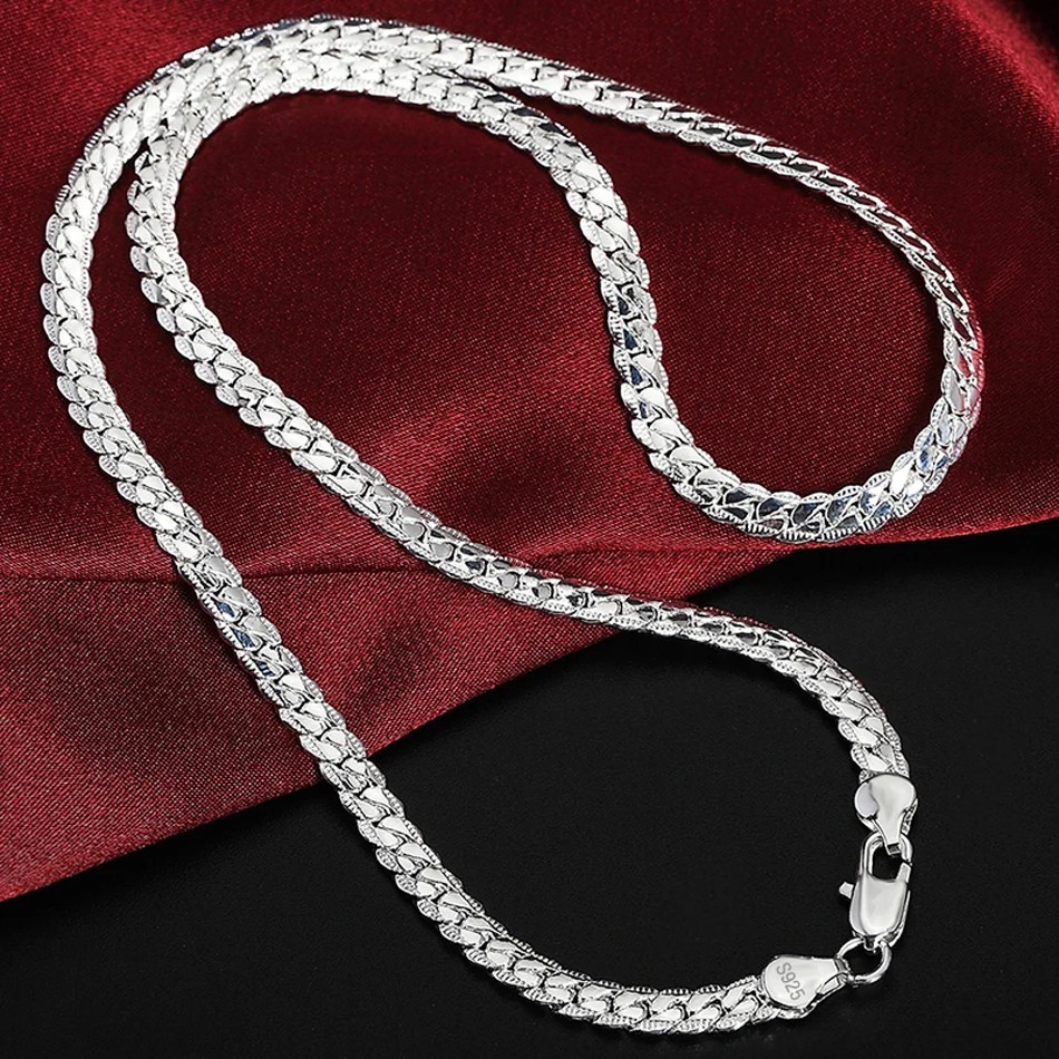 925 Sterling Solid Silver Chain Necklace Jewelry for Women Men Fashion Gift