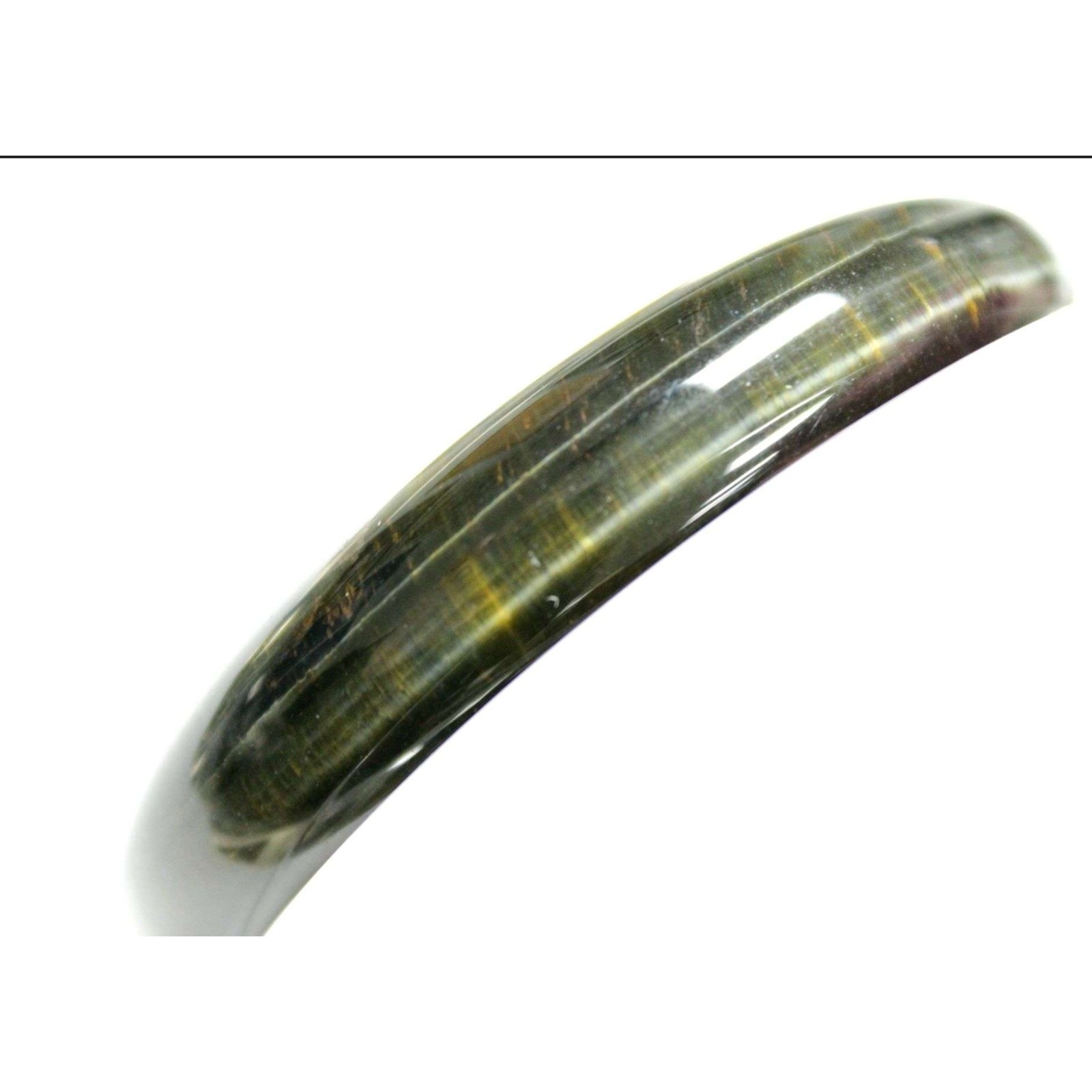 Excellent Burmese Stone Tigers Eye Green and Black Bangle Bracelet