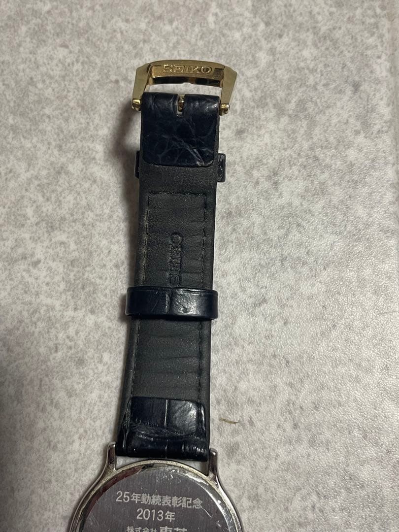 SEIKO Credor 8J81-6A30 Gold Dial Quartz Mens Watch Needs Battery Engraved Japan