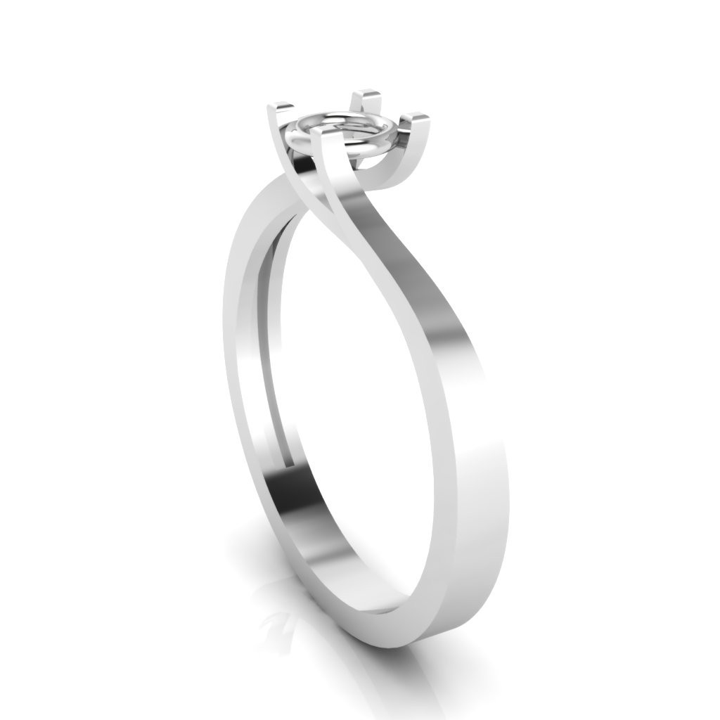 Semi Mount Setting Solitaire Diamond Engagement 4 MM Solid 14K White Gold Ring