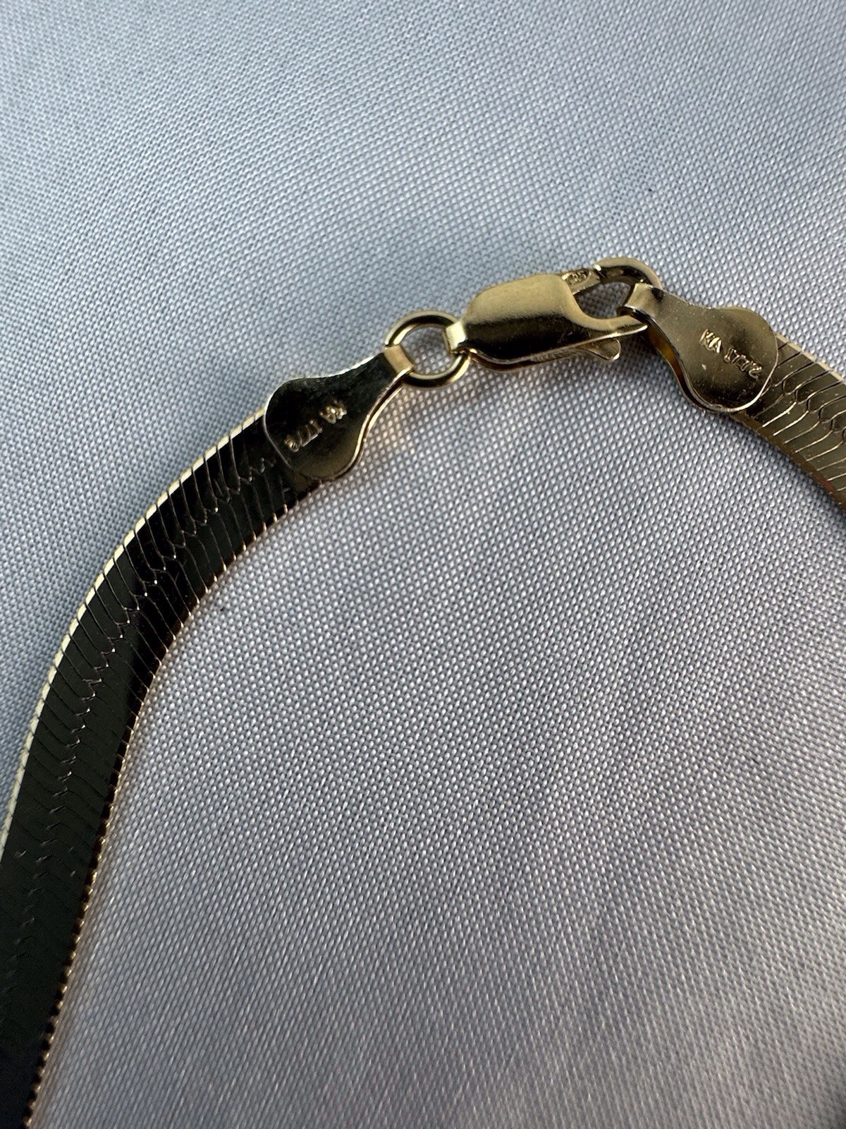 Technibond Reversible Herringbone Chain Necklace Gold Plated Sterling Silver