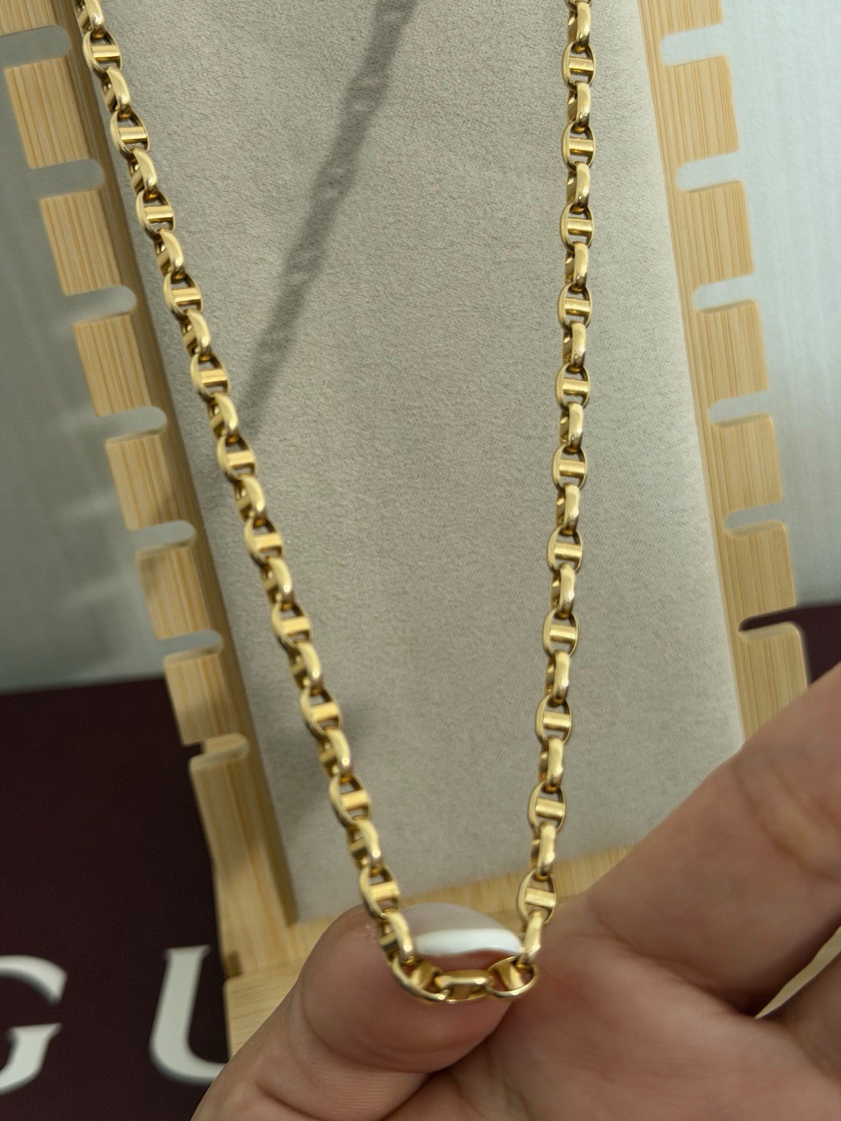 18K Gold Mariner Link Chain Necklace 22” 4.5mm