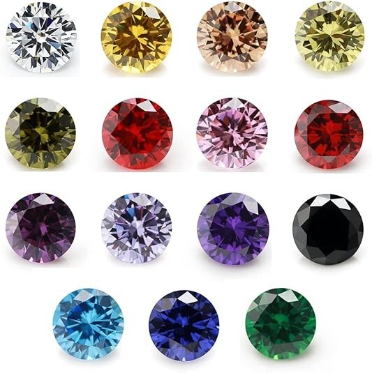 Round Cut 5A Cubic Zirconia Stone Mix 15 Colors Loose CZ Stones Synthetic Gems