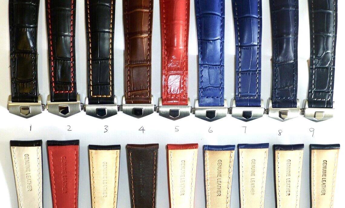 20 &22mm Leather Watch Band Strap with Clasp Compatible Tag Heuer Carrera Monaco
