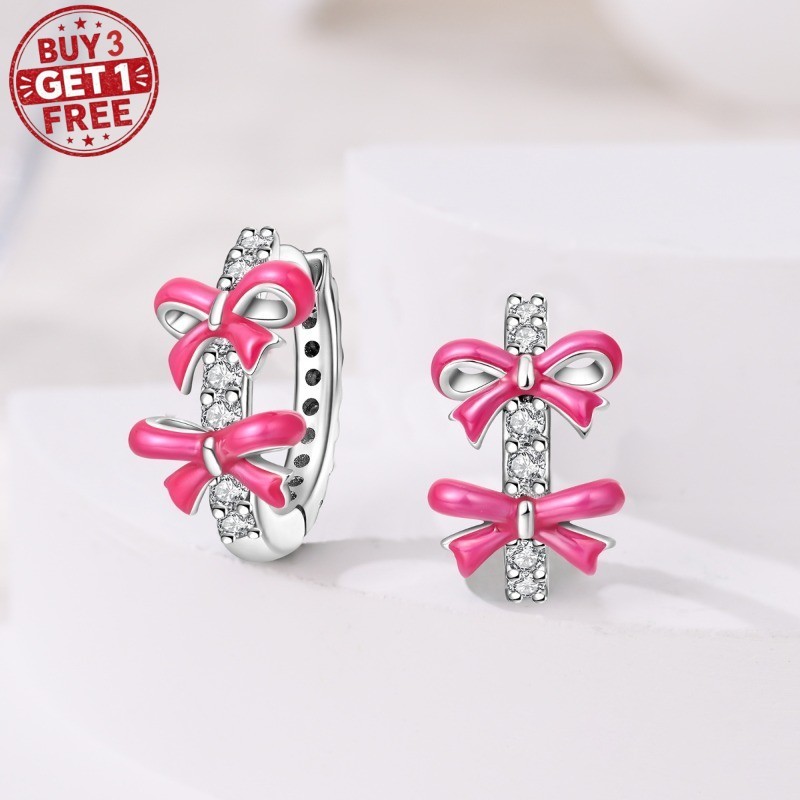KUNSIR Sterling Silver Huggie Bow Hoop Earrings for Women Girls Birthday Gifts