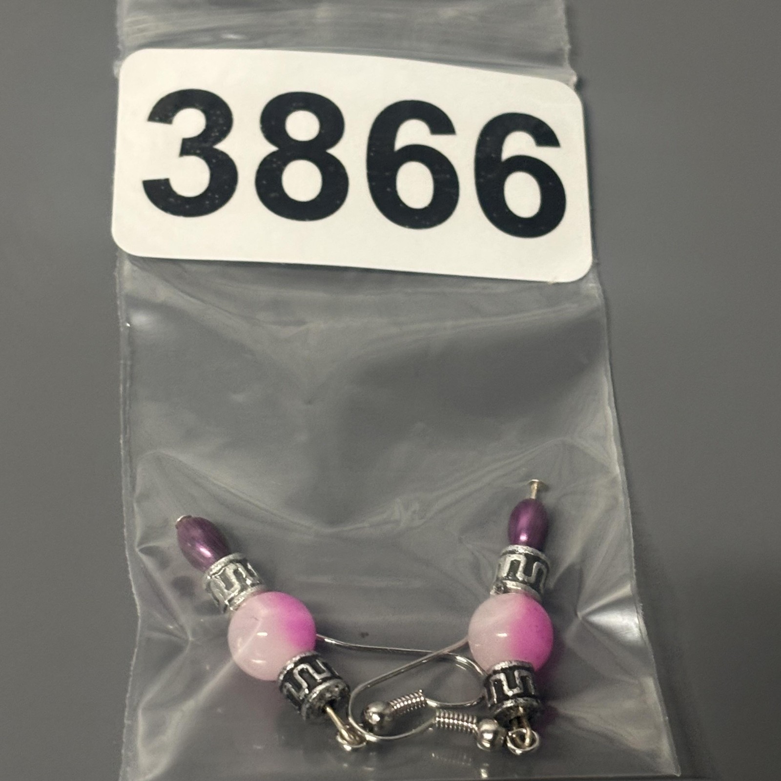 Beaded Dangle Drop Earrings Women Pink Purple Silver Tone Boho Fishhook Pierced