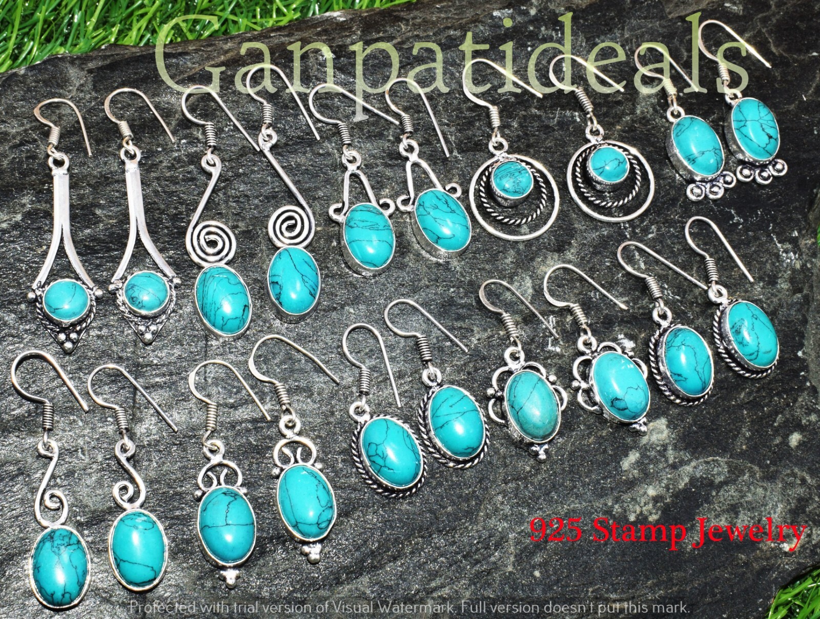 Turquoise Gemstone Earring 925 Silver Plated Mix Shape Wholesale Jewelry