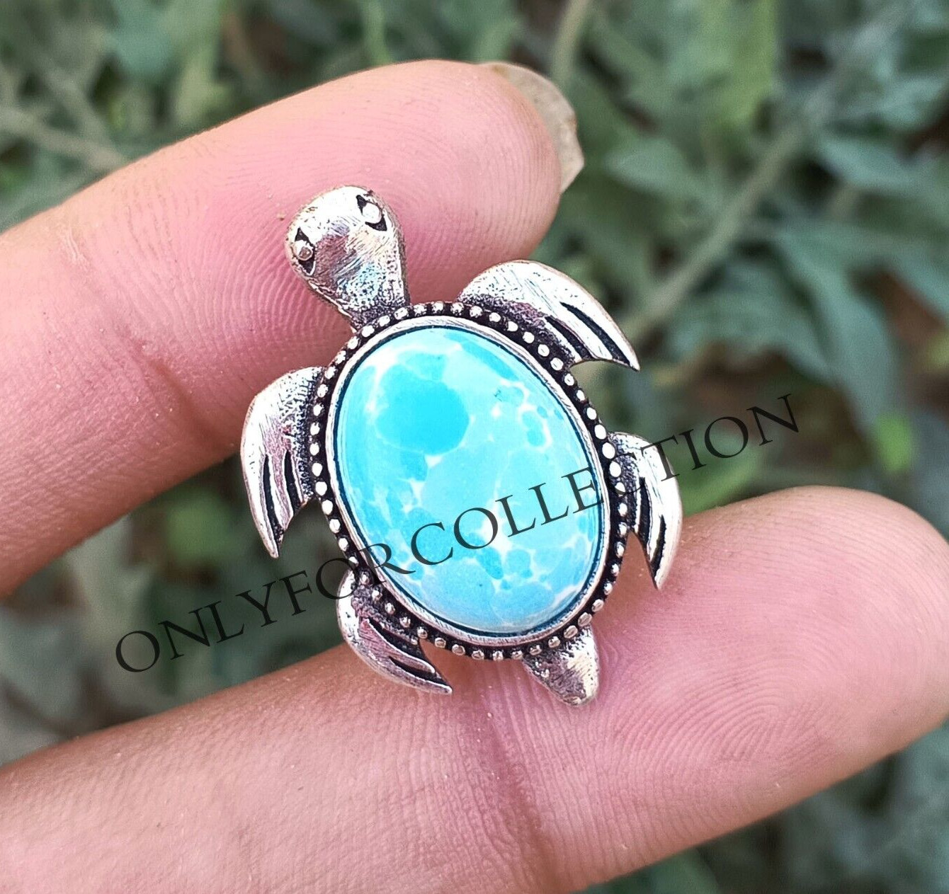 Good Larimar Gemstone Sea Turtle 925 Sterling Silver Plated 1 PC Unisex Pendant
