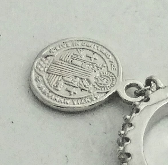 925 STERLING SILVER Rhodium Plated SAINT BENEDICT MEDAL Earrings 22x13MM