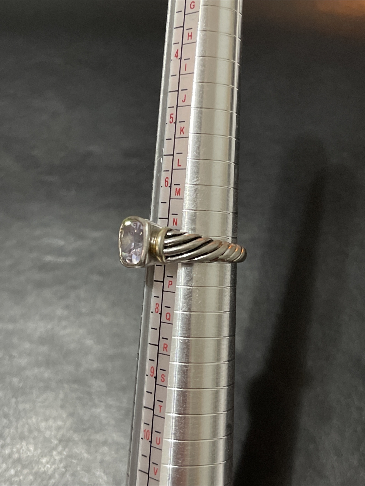 925 Sterling Silver Amethyst Square Ring Size 7 Weight 5.3 Gram