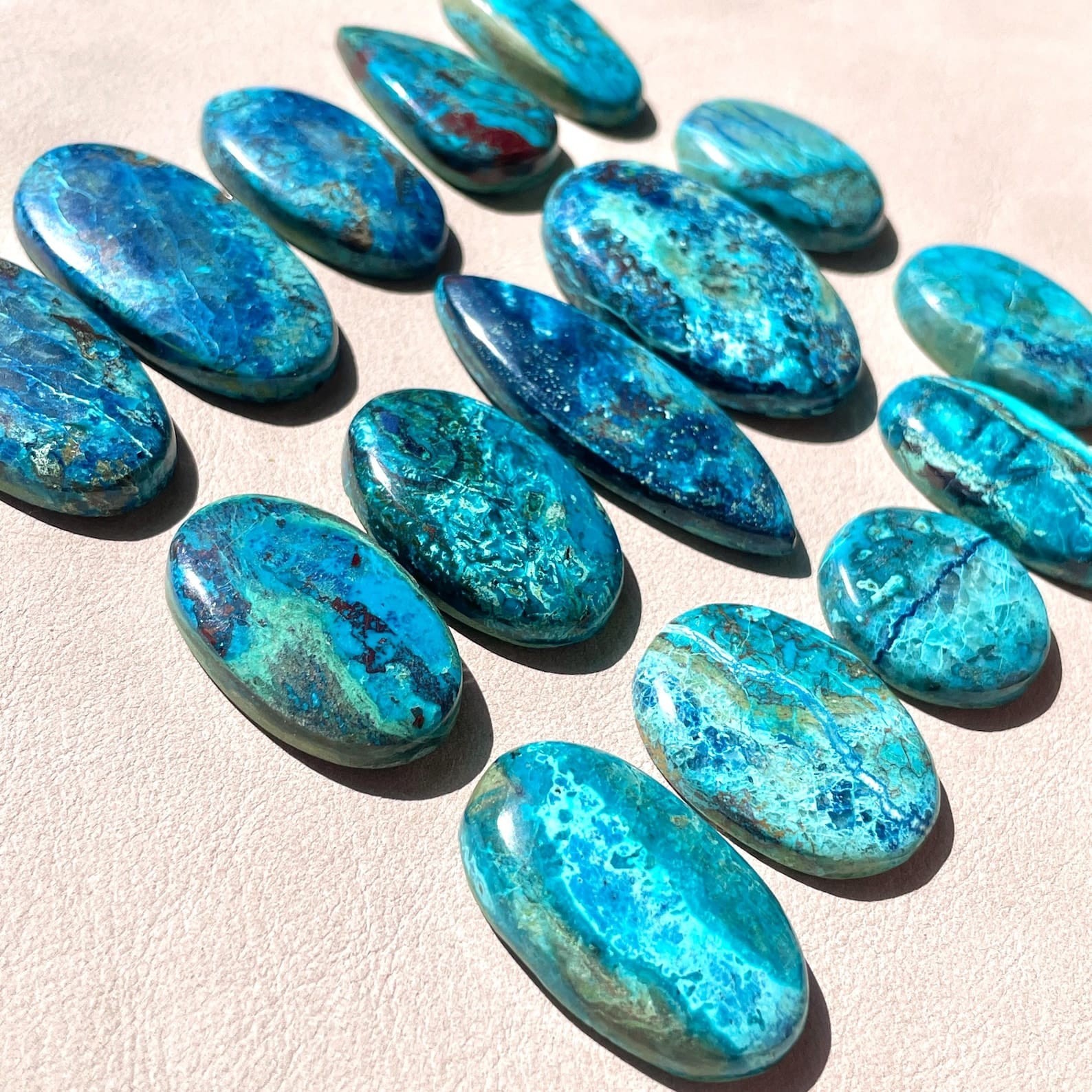 Natural Shattuckite & Cuprite Azurite Cabochon – Flat back Loose Gemstone Lot