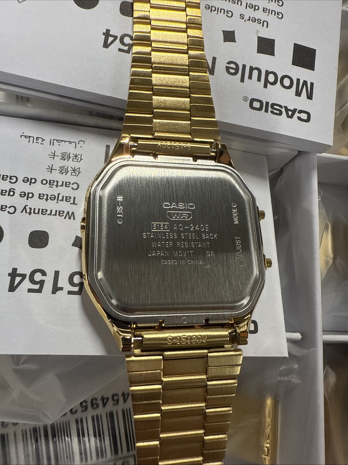 Casio AQ240EG-9A Vintage Analog Digital Watch Gold Tone Stainless Steel NEW