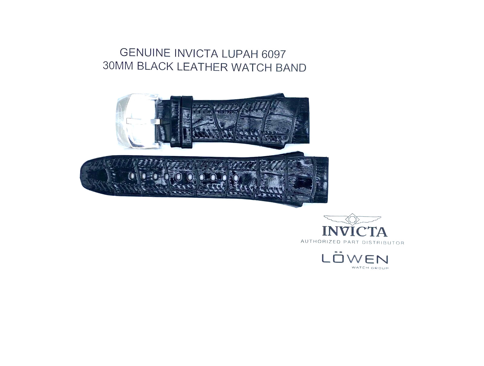 Authentic Invicta Lupah 6097 Black Leather 30mm Watch Band