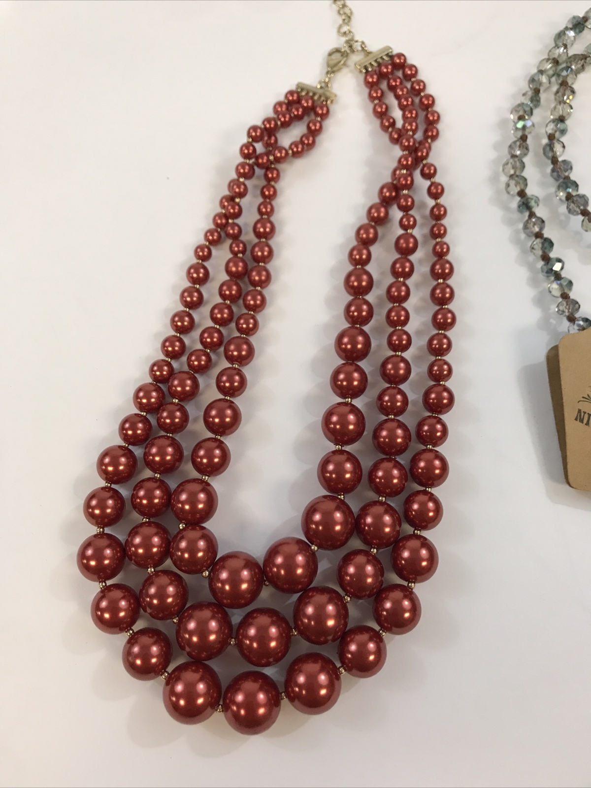 Jewelry Lot 10 Necklaces Statement Multi Strand Pearl Crystal Beads Green Orange