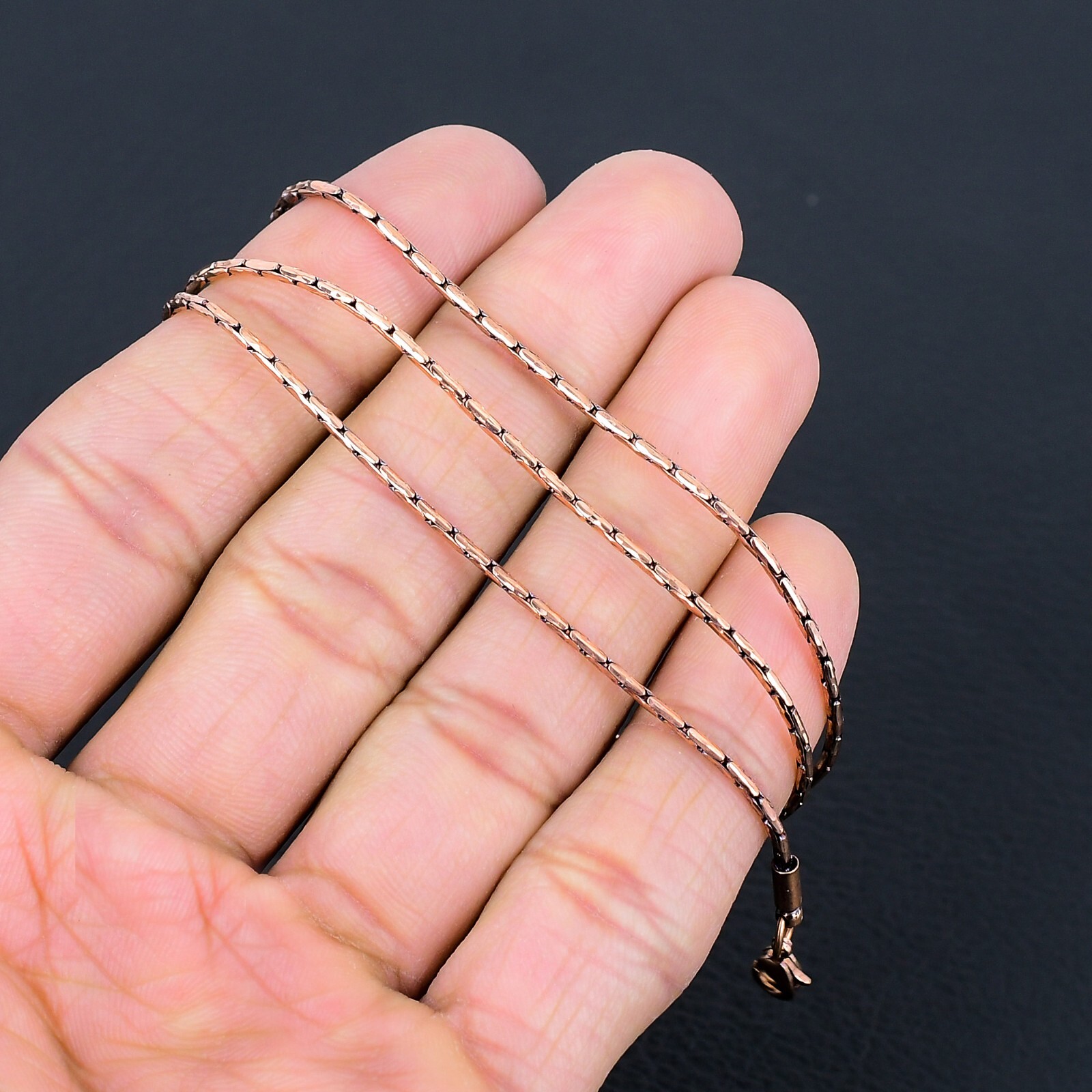 Pure Copper Bead Chain 100% Oxidized Handmade Necklace Gift For Jewelry RJ-009