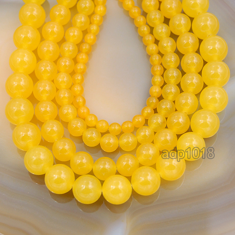Yellow Jade Gemstone Round Ball Spacer Loose Beads 15″ 4mm 6mm 8mm 10mm 12mm
