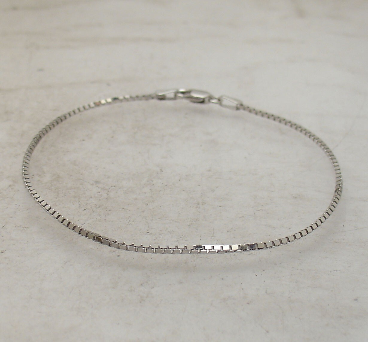 7″ Venetian Square Box Chain Bracelet Lobster Clasp Real Solid 14K White Gold