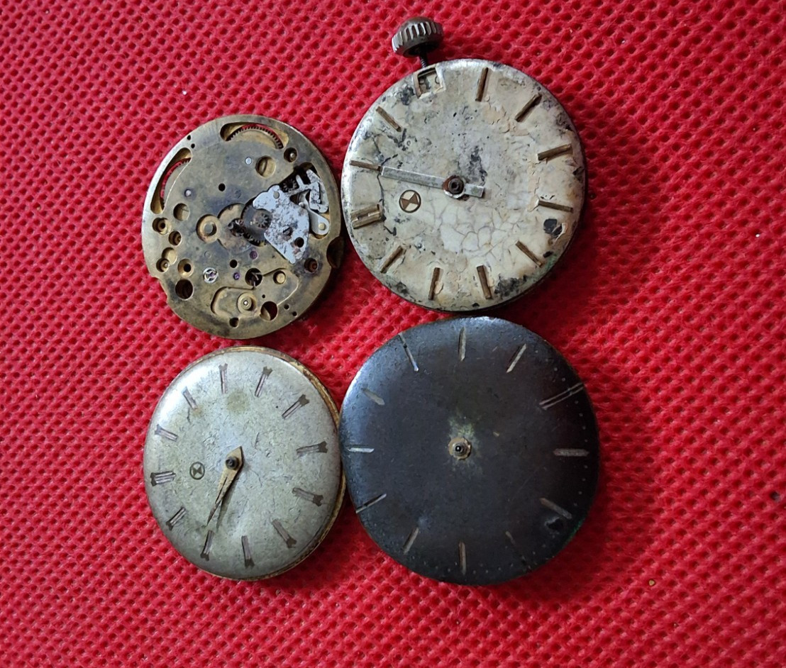 Four Vintage Faver Leuba Manual Wind Movements Not Working for parts & Repair.