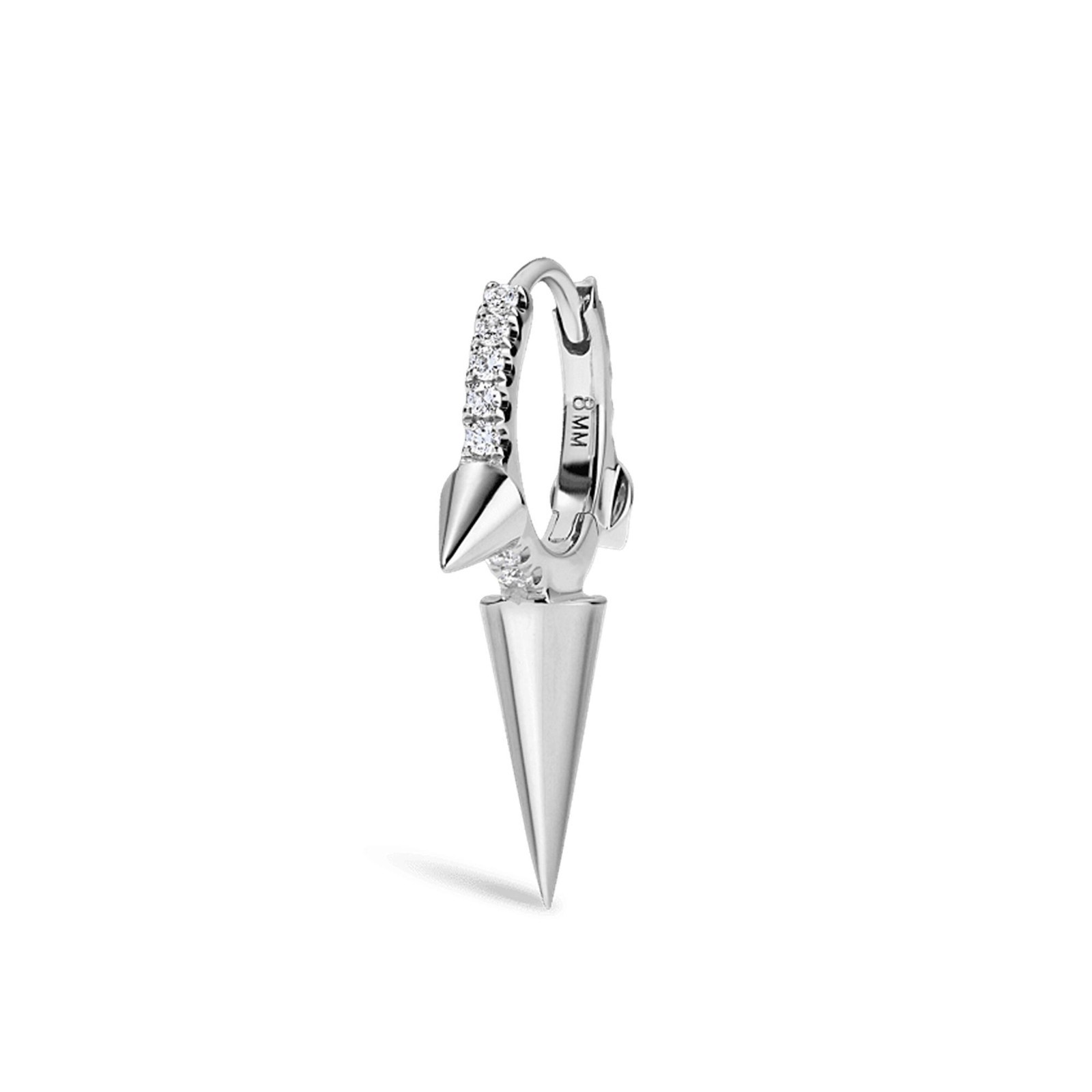 925 Sterling Silver Triple Spike Moissanite Pave Huggie Hoop Earrings