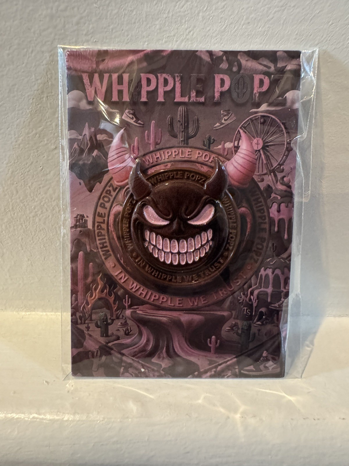 WHIPPLE PINZ POPZ Fitted Hat ENAMEL PIN Horned Devil TRAVIS SCOTT ASTROWORLD