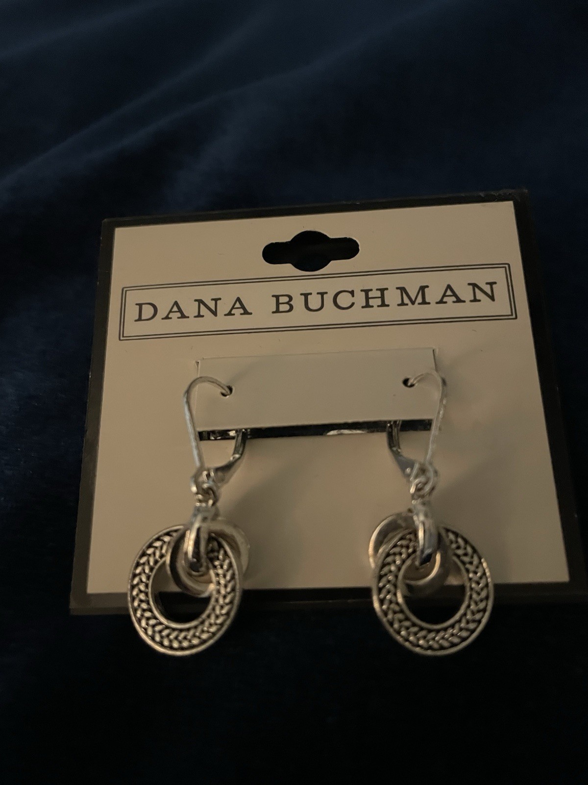 Dana Buchman Silver Tone Round Double Circle Dangle Hook Earrings No Stone
