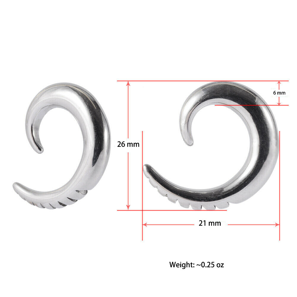 2Pcs Stainless Steel Long Tail Earring Ear Gauges Plugs Expander Earlets 2G 6mm