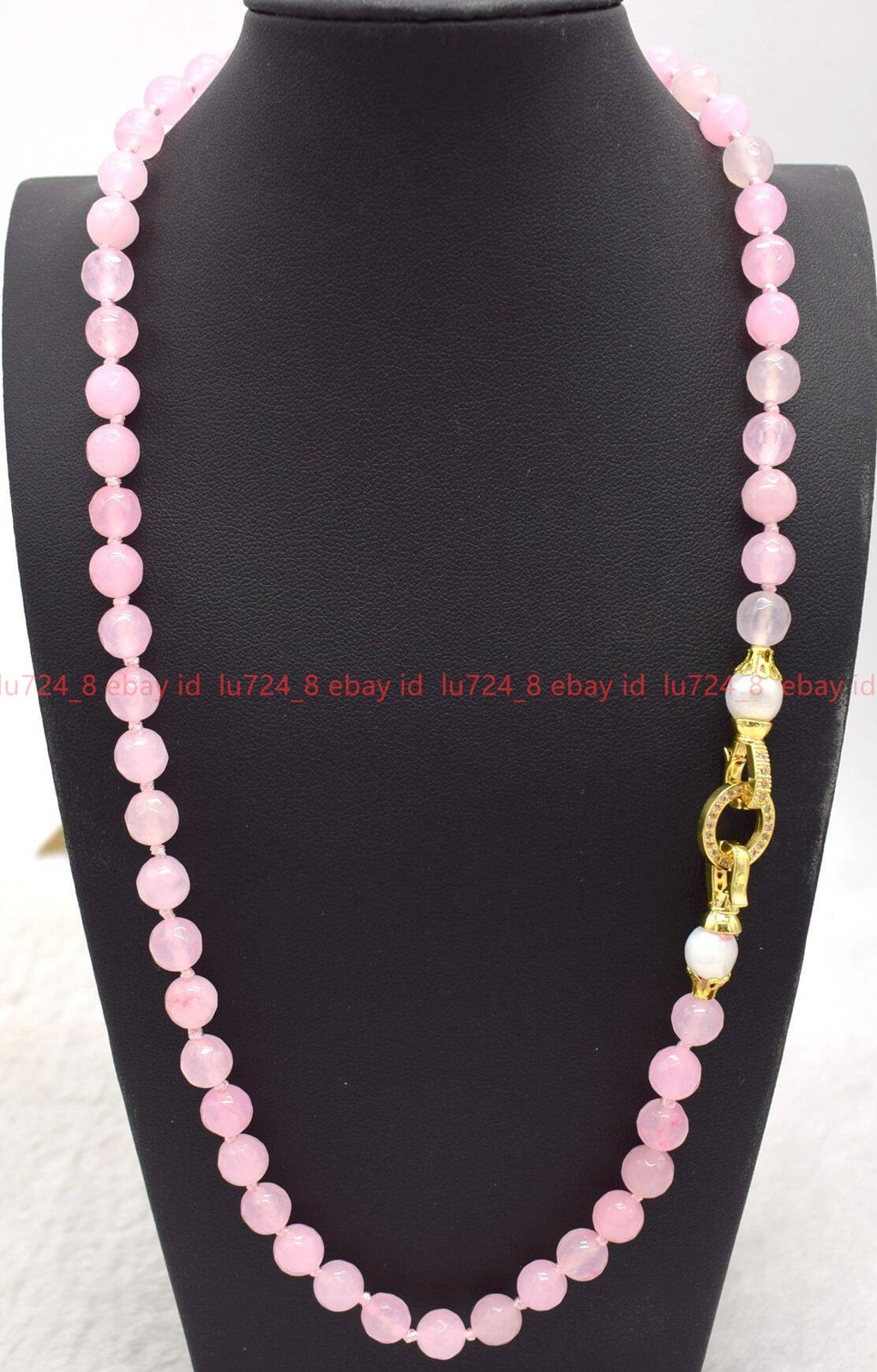 New Natural Beautiful 8mm Faceted Pink Jade Round Gemstone Beads Necklace16-28In